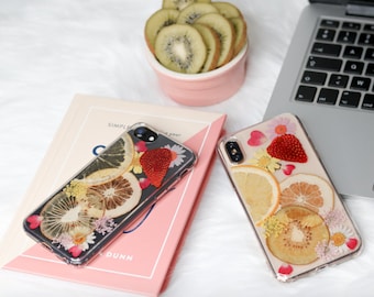 Real Dried Kiwi orange fruits Phone Case, Real pressed Daisy Flower, iphone case, iphone 6 6s 7 8 plus x xr xs 11 12 13  pro max case