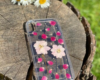 Real Cherry blossom Phone Case, Pressed Dried Flowers, Samsung Galaxy S10 S9 S8 S7 , iPhone SE 5 6 6s 7 8 plus x xr xs 11 12 13 pro max case