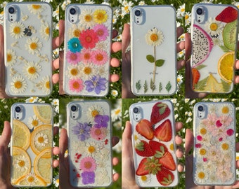 Real Pressed Daisies Phone Case, Dried Flowers Case, Fruits case, Samsung Galaxy S10 S9 S8, iPhone Case  6 7 8 plus x xr xs 11 12 13 pro max