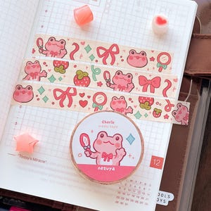 Pink Frog - Washi Tape | Pink washi tape, Digital Art, Stickers, Journal, Scrapbook, Planner, Kawaii Stationery