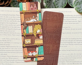 Bookcase - Bookmark | Digital Art, Illustration, Books, reading, kawaii, Stationery, Cat, Library