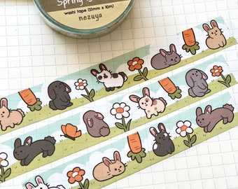 Spring Bunnies - Washi Tape | Bunnies washi tape, Digital Art, Stickers, Journal, Scrapbook, Planner, Kawaii Stationery