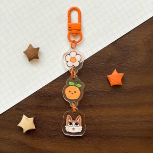 Clementine Cat - Linked Keychain | Transparent Acrylic Charm