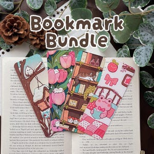 Bookmark Bundle | Digital Art, Illustration, Books, reading, kawaii, Stationery, cute