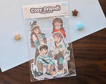 Sticker Pack 'Cozy Friends' - Matte vinyl sticker | Digital Art, Stickers, Stationery, Kawaii, Die Cut, Decoration