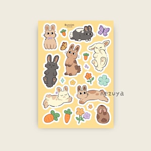 Hasen - Matte Stickerbogen | Digital Art, Stickers, Stationery, Kawaii, Journaling, Dekoration