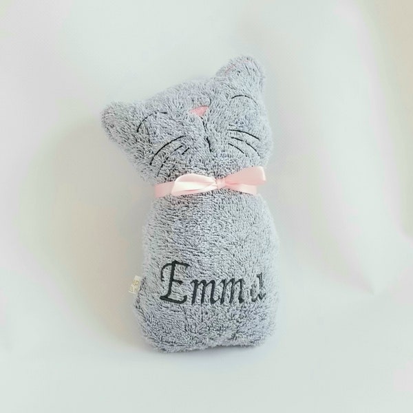 Baby Geschenk Katze mit Rassel Personalisiert, Geburt ,Taufe, Spielzeug, Kuscheln