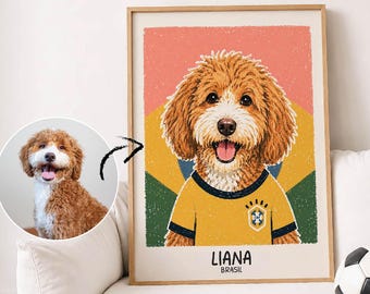 Benutzerdefiniertes Haustier-Porträt Sport-Fankunst, personalisiertes Fußball-WM-Trikot (Digitaler Download)