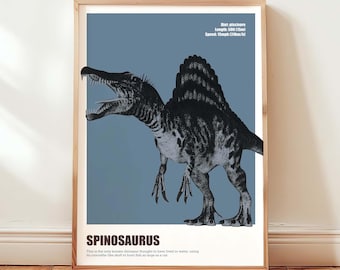 Spinosaurus Dinosaur Art Print, Kids Nursery Decor (Digital Download)