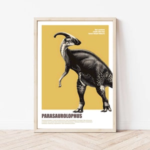 Parasaurolophus Print Dinosaur Wall Art Dino Illustration Dinosaur Nursery Kids Room Decor Nursery Wall Art Dinosaur Print Children Decor