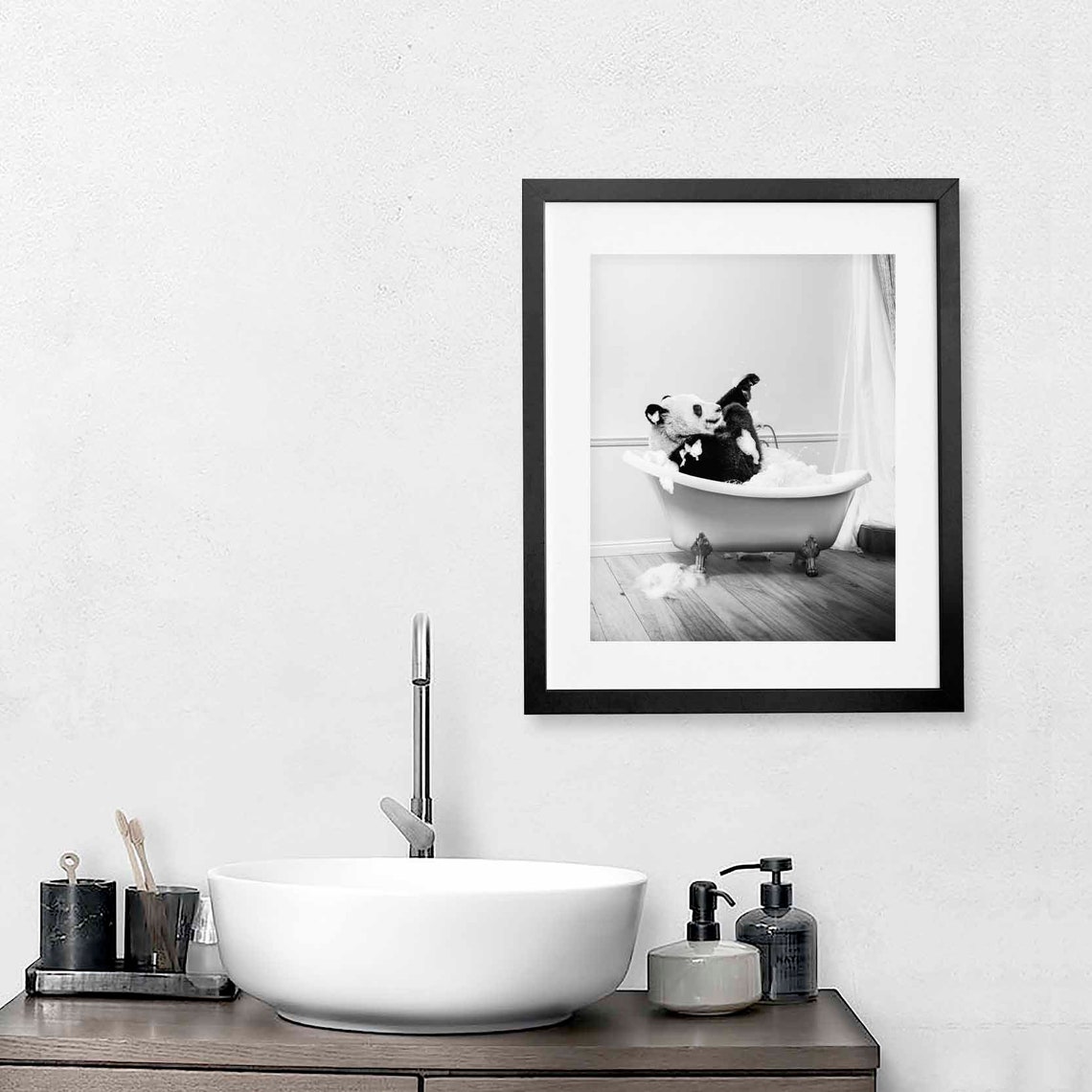 Panda in a Tub Wall Decor Bathroom Panda Taking Shower Cute Panda