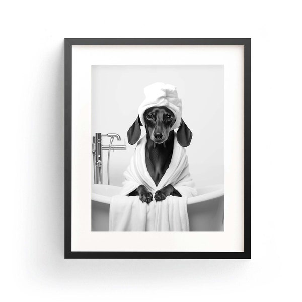 Dachshund Print Dachshund Bathrobe Cute Dachshund Dachshund Wall Art Dachshund Gift Dachshund Decor Kids Bathroom Art Dachshund Bathtub