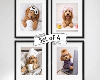 "Benutzerdefinierte Hund Badezimmer Porträt-Set, lustige Haustier Wand ""Kunstdrucke"" (Digitaler Download)"
