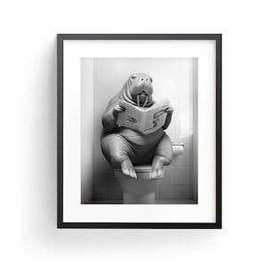 Walrus Wall Art Funny Bathroom Walrus Gift Walrus Poster Walrus Print Kids Bathroom Adorable Animal Art Funny Walrus Cute Walrus Nursery