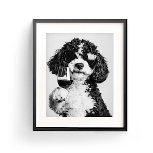 バーニードゥードル ワイン ウォールアート 白黒プリント バーニードゥードル バーカートプリント 犬ギフト 面白い犬のポスター バーアート 装飾 キッチン デジタルダウンロード