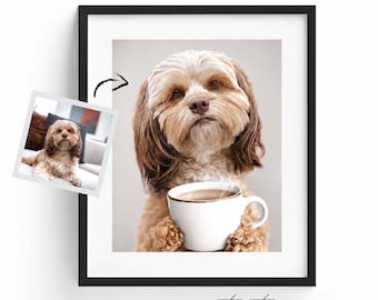 Custom Pet Portrait, Funny Dog Bathtub Art, Your Pet Digital Download