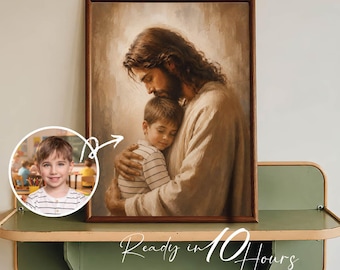 Benutzerdefinierte Jesus Kind Porträt, personalisierte christliche Wandkunst (Digitaler Download)