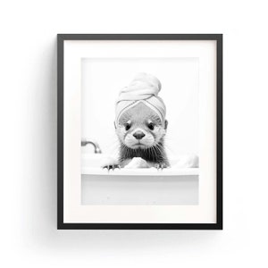 Lontra da parete Adorabile lontra da parete con animali, stampa di una lontra da bagno ... parete per cameretta dei bambini