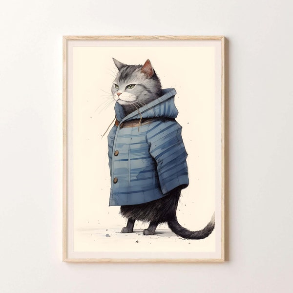 Feline Winter Art Cat Wonderland Cat Art Print Cat Décor Art Funny Cat Art Cat Poster Cat Minimal Meow Modern Art Cat Wall Art