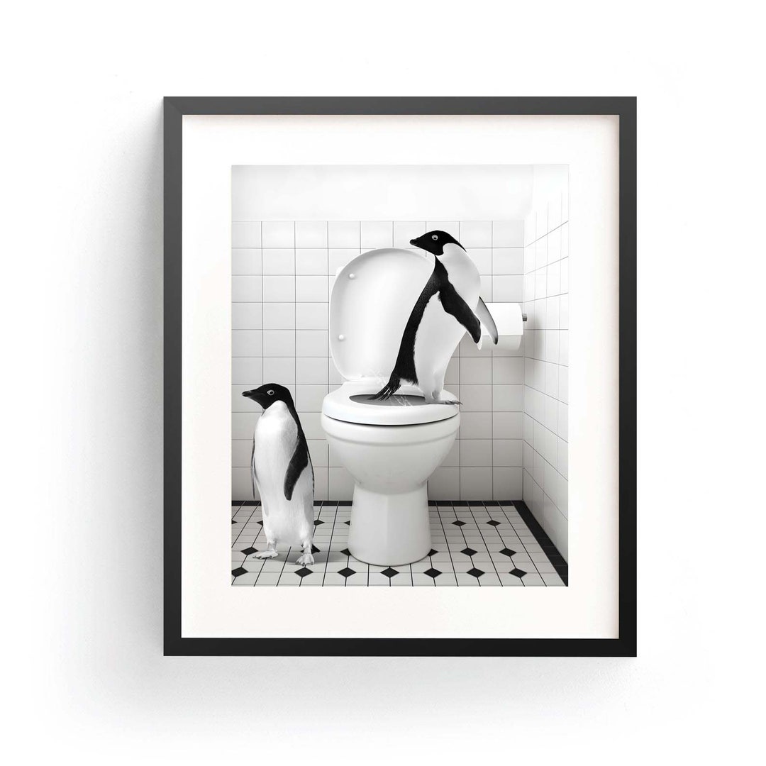 Adorable Penguins Penguins Toilet Bowl Printable Wall Art Penguin Poop