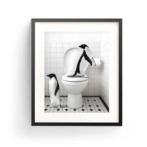 Adorable Penguins Penguins Toilet Bowl Printable Wall Art Penguin Poop Penguin Poster Bathroom Art Print Penguins Bathtub Nursery Wall Art