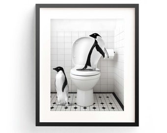 Adorable Penguins Penguins Toilet Bowl Printable Wall Art Penguin Poop Penguin Poster Bathroom Art Print Penguins Bathtub Nursery Wall Art