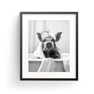 Boar In Bathrobe Wild Boar Print Wild Boar Art Wild Boar Lover Funny Wild Boar Kids Bathroom Art Boar In Bathtub Adorable Animal