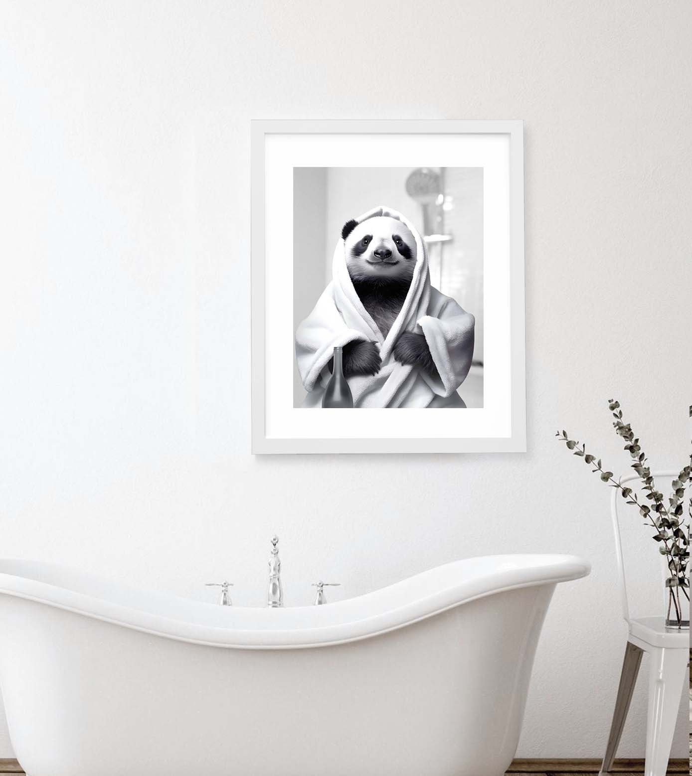 Panda in Bathrobe Panda Art Print Panda Wall Art Panda Bathroom Art ...