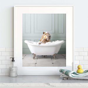 Adorable Capybara in Tub Printable Wall Art Capybara Art Lover Bathroom Art Print Capybara Bathtub Nursery Wall Art Capybara Bathroom Decor