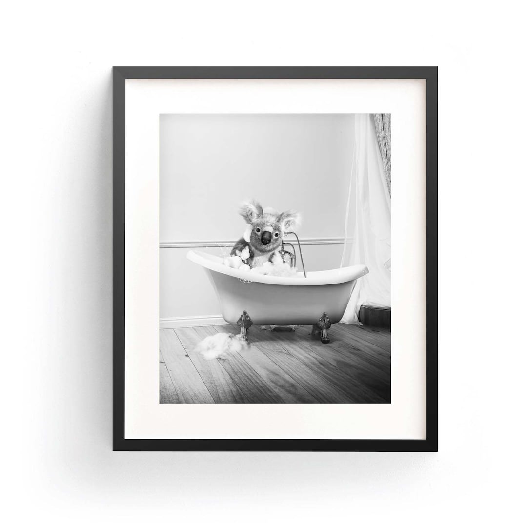 Koala Bear in a Tub Wall Decor Bathroom Koala Bear Taking Shower Cute