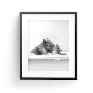 Capybara Family Adorable Capybara Printable Wall Art Capybara Art Lover Bathroom Art Print Capybara Bathtub Nursery Wall Art Capybara in Tub