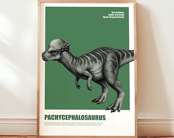 Pachycephalosaurus Dinosaur Wall Art, Pachycephalosaurus Print, Dinosaur Nursery Decor, Dino Art for Kids, Boys Room Poster,Digital Download