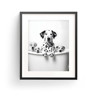 Arte de perro dálmata, dálmata imprimible, arte de pared dálmata, regalo para amantes de los perros, póster de perro dálmata, impresión artística para baño, bañera de perro dálmata