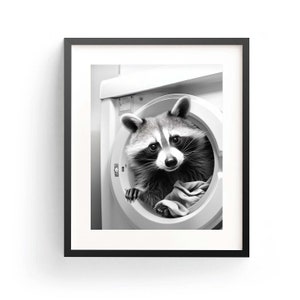 Raccoon Laundry Art Animal Laundry Funny Raccoon Art Cute Raccoon Print Laundry Room Decor Cute Animal Gift Wild Animal Decor Laundry Wall