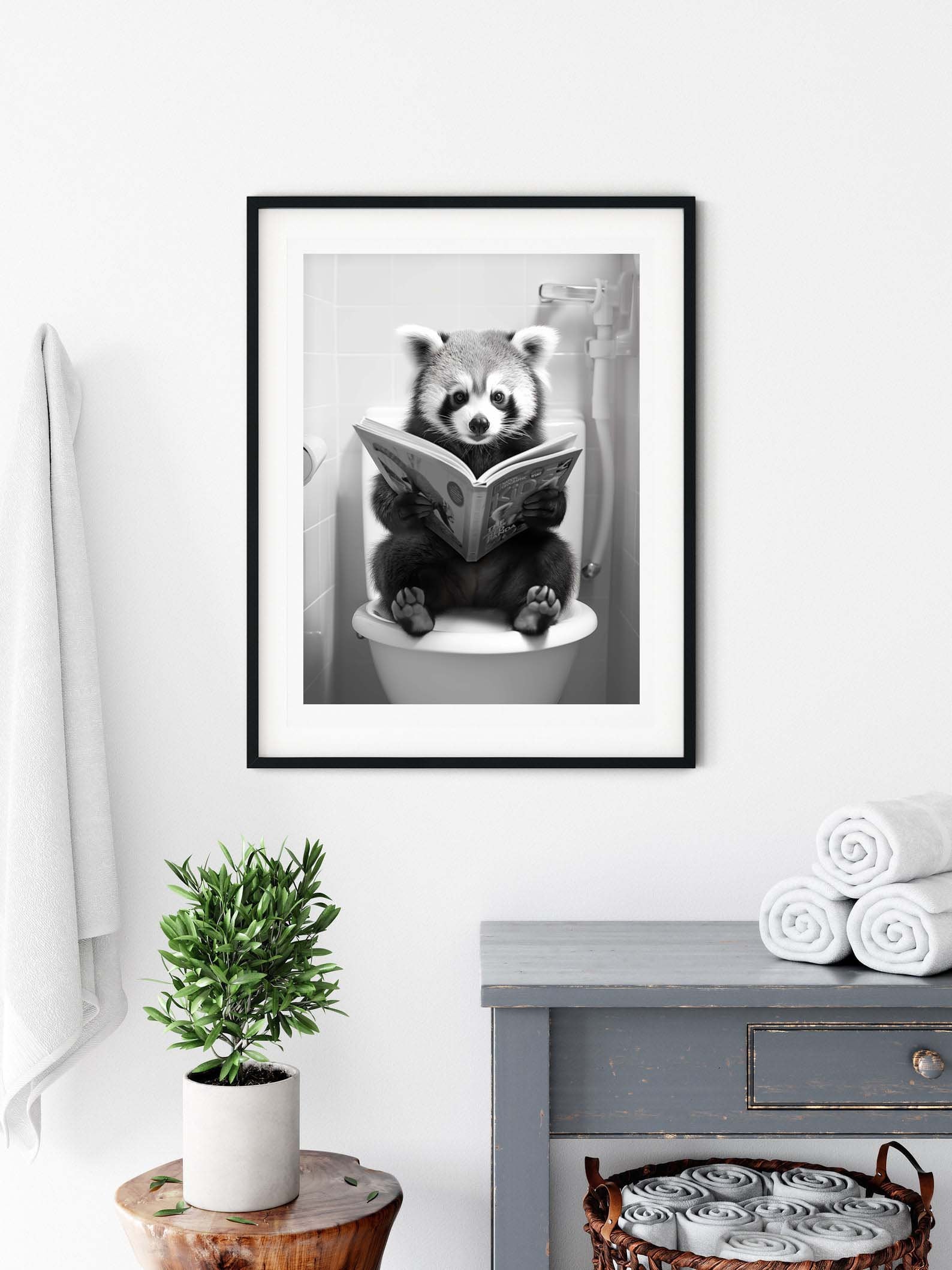 Red Panda Reading Bathroom Art Print (digital Download) - Etsy