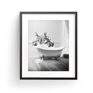 Ostrich in a Tub Wall Decor Bathroom Ostrich Taking Shower Cute Ostrich Poster Kids Bathroom Art Instant Download