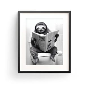 Sloth Wall Art Funny Bathroom Sloth Toilet Poster Sloth Lover Gift Bathroom Print Sloth Poster Art Whimsy Animal Art Kids Bathroom