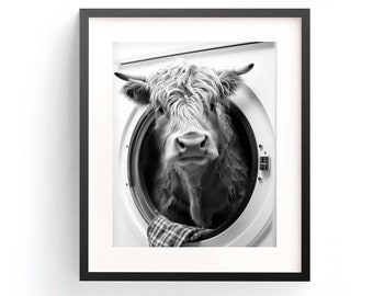 Highland Cow Laundry Art, Funny Animal Print (Digital Download)