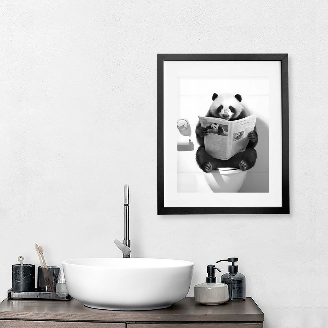 Panda Wall Art Funny Bathroom Cute Panda Art Panda Poster Panda ...
