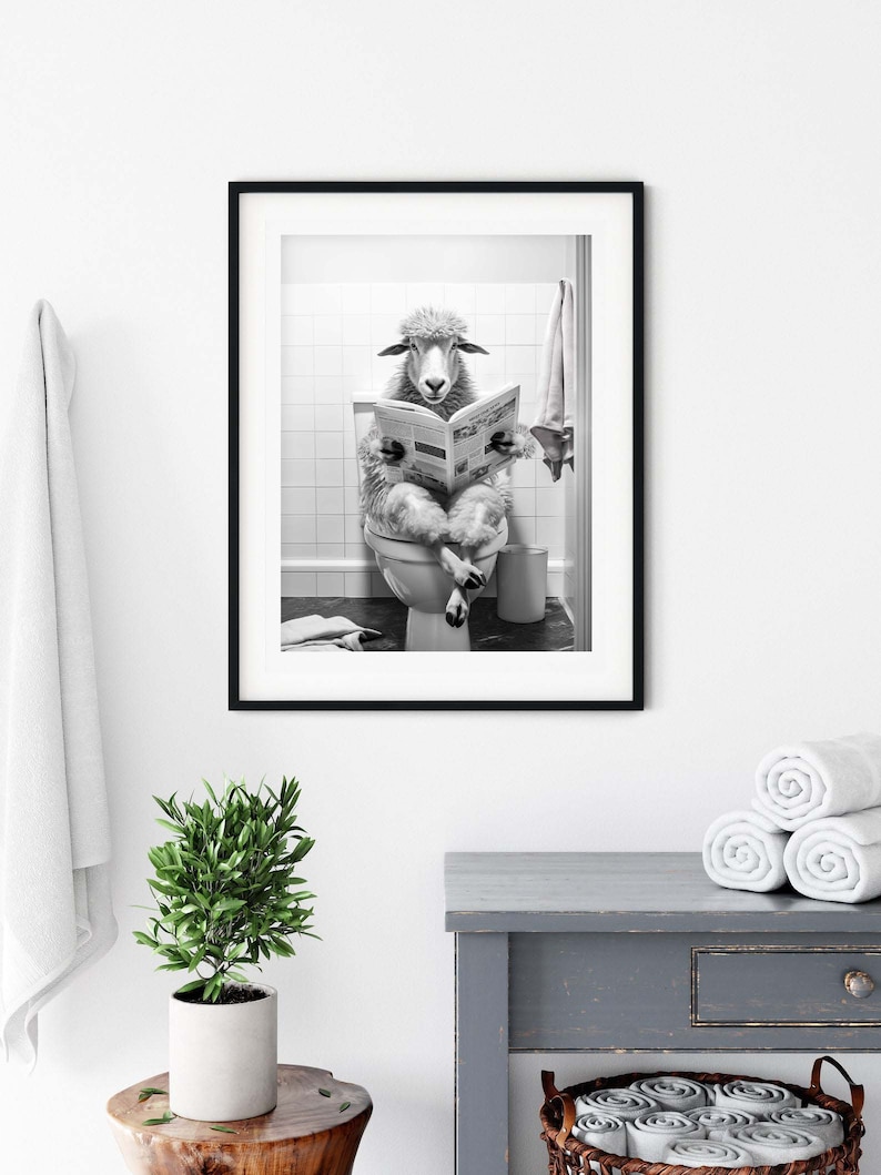 Sheep Wall Art Funny Bathroom Cute Sheep Art Sheep Poster Sheep Art