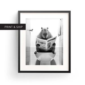 Capybara Wall Art Funny Bathroom Cute Capybara Art Capybara Poster Capybara Print Kids Bathroom Whimsy Animal Art Capybara Reading