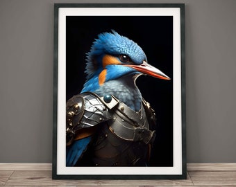 Kingfisher Art Kingfisher Lover Kingfisher Portrait Kingfisher Gifts Blue Bird Art Bird Warrior Art Wildlife Bird Kingfisher Bird