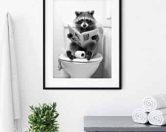 3er Set Waschbär-Wandbilder Fürs Badezimmer – Lustige Tier-Deko, 27,9 X 35,6 Cm, Ungerahmt