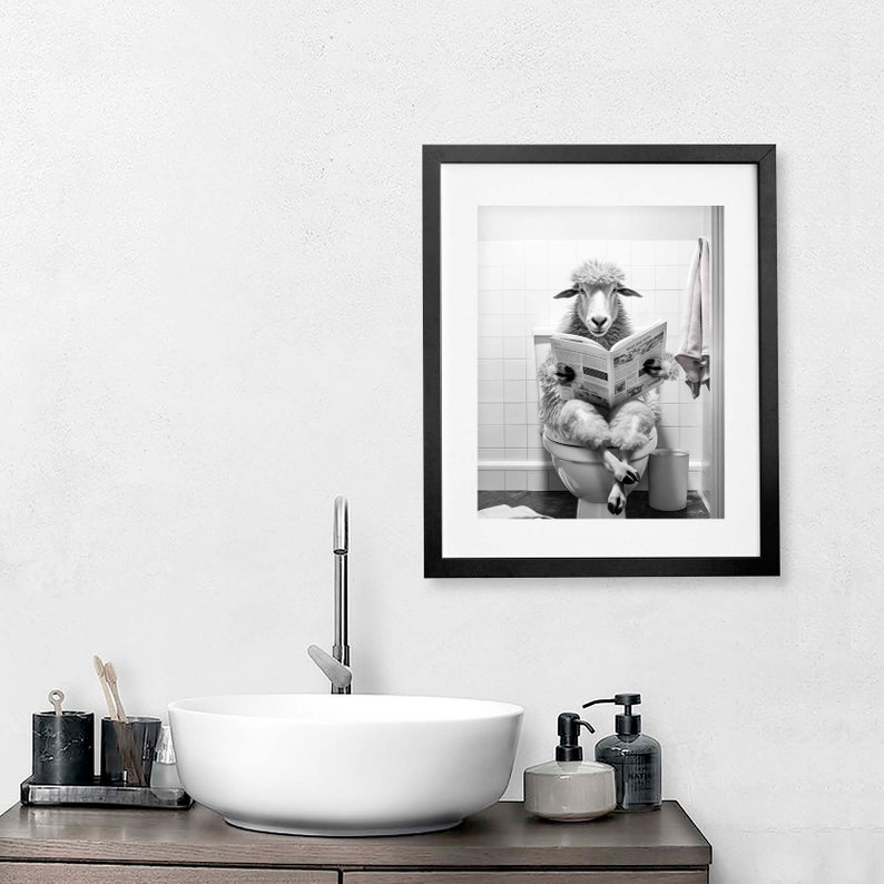 Sheep Wall Art Funny Bathroom Cute Sheep Art Sheep Poster Sheep Art