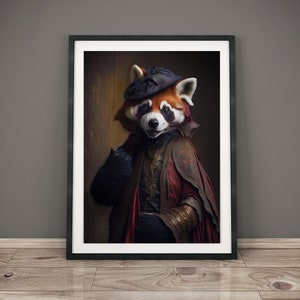 Red Panda Vintage Art Red Panda Portrait Red Panda wall art Animals Fun Portrait Animals Funny Art Renaissance Animal Aristocratic Animals