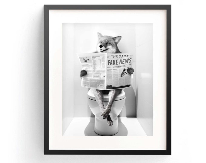 Mowbi - Fox in Bathtub - Bathroom Wall Art Prints – 8″x10″ Artwork for 11″x14″ Frame