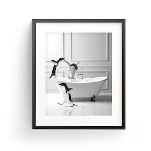 Adorable Penguins Penguins in Tub Printable Wall Art Penguin Photo Penguin Art Bathroom Art Print Penguins Bathtub Nursery Wall Art