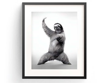 Sloth Wall Art Sloth Art Print Funny Sloth Art Cute Sloth Print Sloth Funny Poster Nuesery Sloth Art Sloth Yoga Pose Sloth Art Decor