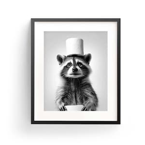 Raccoon Wall Art Adorable Raccoon Holding Toilet Paper Cute Raccoon Bathtub Animal Wall Art Printable Raccoon Lover Gift Animal Bath Decor