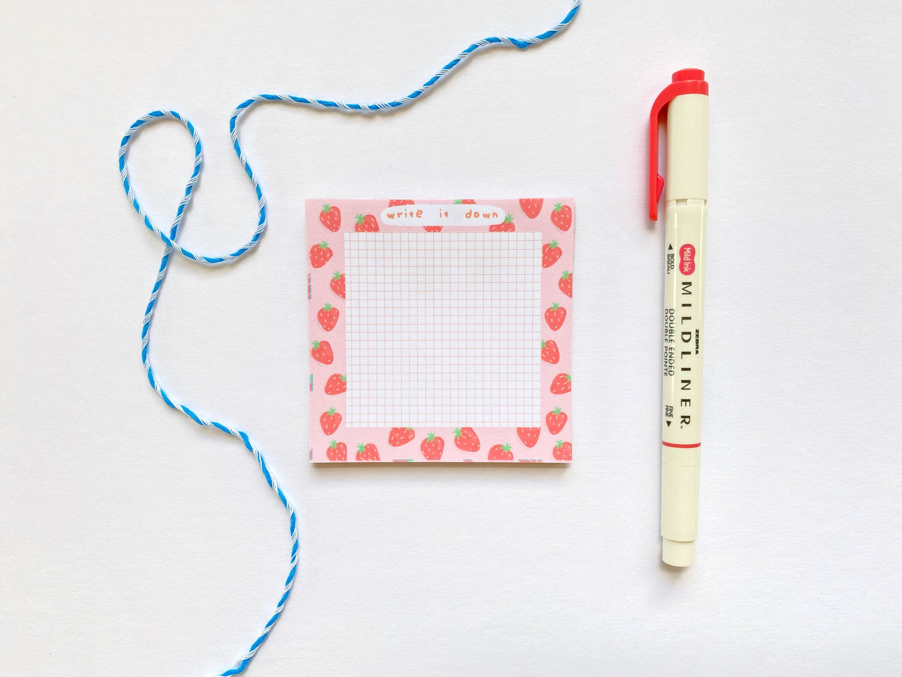 Cute Pastel Strawberry Notepads Pink and Blue Kawaii Notes Etsy